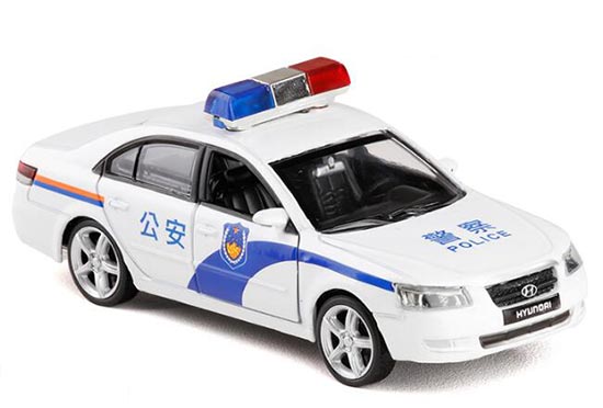 White 1:32 Scale Police Kids Diecast Hyundai Sonata Toy