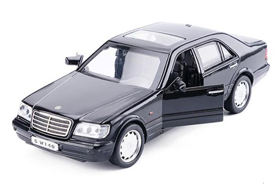 Black / White / Blue / Silver Diecast Mercedes-Benz W140 Toy