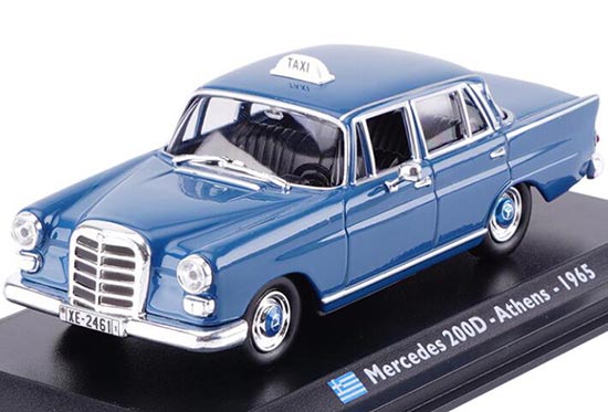 Blue 1:43 Scale Diecast 1965 Mercedes Benz 200D Taxi Model
