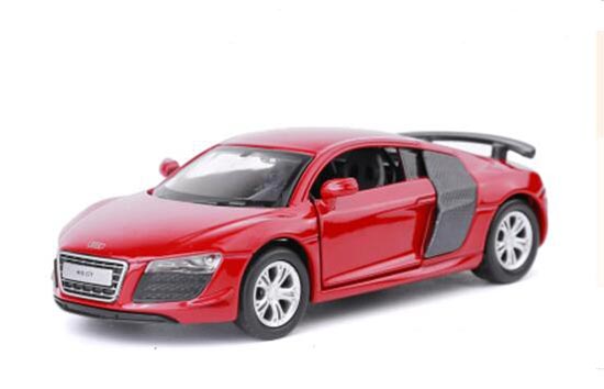 White / Red 1:43 Scale Kids Diecast Audi R8 GT Car Toy