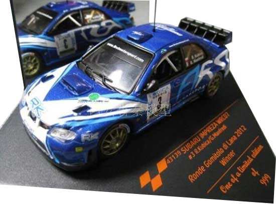 Blue 1:43 Scale Vitesse Diecast Subaru Impreza WRC 07 Model