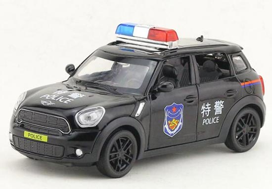 Black Kids 1:32 Scale Police Diecast Mini Cooper Car Toy
