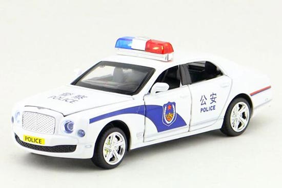 Police White Kids 1:32 Scale Diecast Bentley Mulsanne Toy