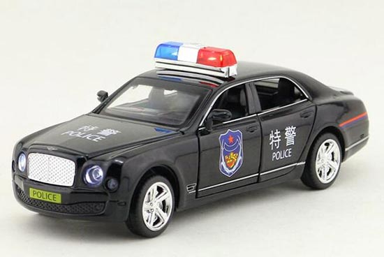 1:32 Scale Black Kids Police Diecast Bentley Mulsanne Toy