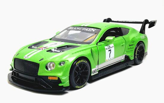 1:32 Scale Green NO.7 Kids Diecast Bentley Continental GT3 Toy