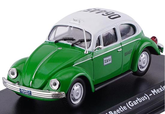 1:43 Scale Green-White Diecast 1985 VW Beetle Taxi Model