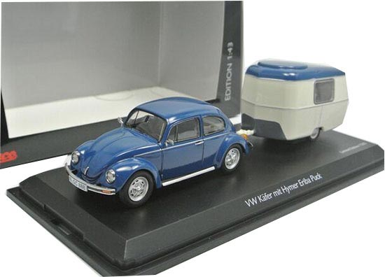 Schuco Blue 1:43 Diecast VW Beetle Mit Hymer Eriba Puck Model