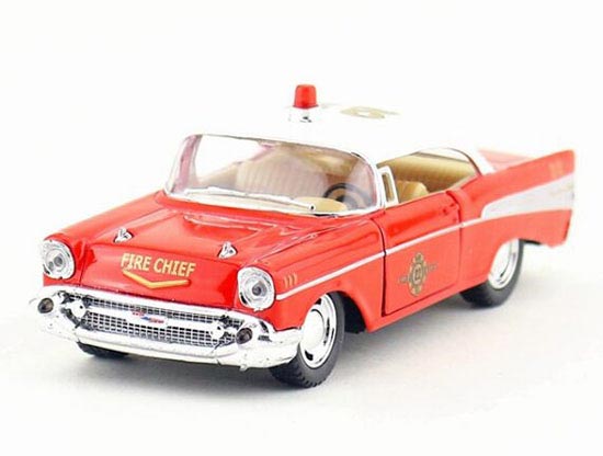 Kids Red 1957 1:40 Diecast Chevrolet Bel Air Fire Engine Toy