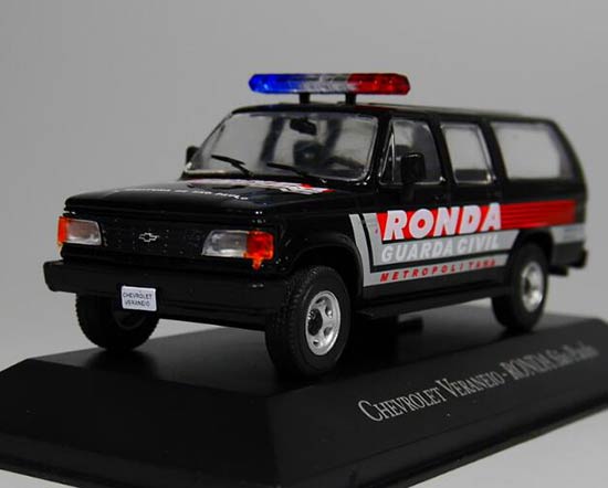 1:43 IXO Black Diecast Chevrolet Veraneio Police Car Model