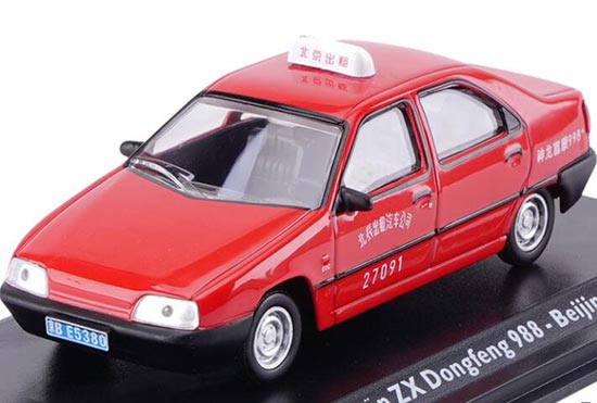 Red 1:43 Scale Diecast Citroen ZX Dongfeng 988 Taxi Model