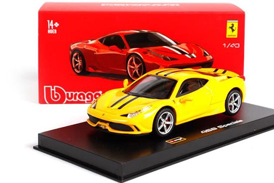 1:43 Red / Yellow Bburago Diecast Ferrari 458 Speciale Model
