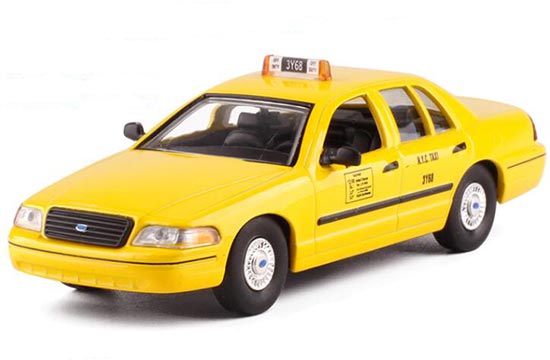 1:43 Scale Yellow Diecast Ford Crown Victoria Taxi Model