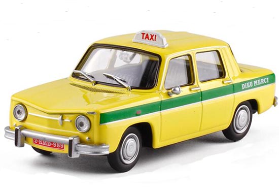 Yellow 1:43 Scale Diecast Renault 8 Taxi Model
