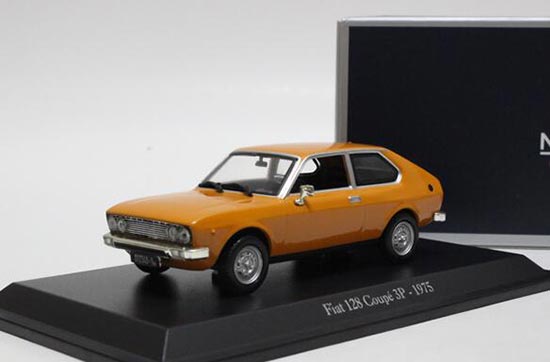 Yellow NOREV 1:43 Scale Diecast 1975 Fiat 128 Coupe 3P Model