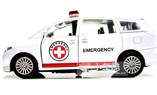 Die-Cast White-Red 1:32 Scale Kids Ambulance Car Toy