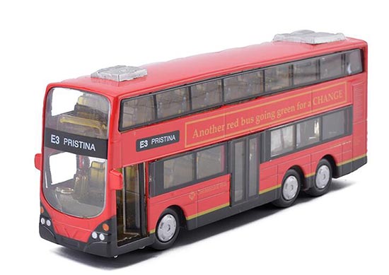 Kids Red / White / Yellow Die-Cast London Double Decker Bus Toy