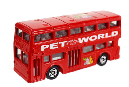 Mini Scale Kids Red TOMY 95 Die-Cast Double Decker Bus Toy