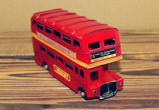 Red Small NO.15 Tinplate Vintage London Double Decker Bus Model