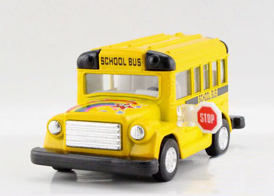 Yellow / Red / Blue Kids Mini Scale Die-Cast School Bus Toy