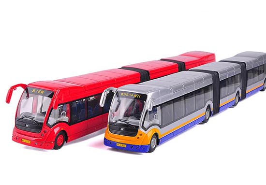 Red / Silver 1:50 Scale LION-TOYS Diecast Articulated Bus Model