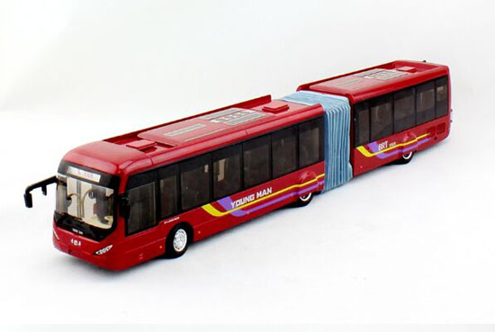 1:42 Wine Red Diecast Youngman BRT Articulated Bus Model