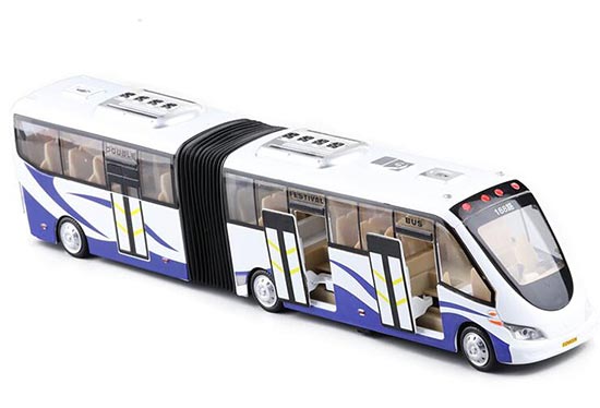 Kids Blue /Green Pull-Back Function Die-Cast Articulated Bus Toy