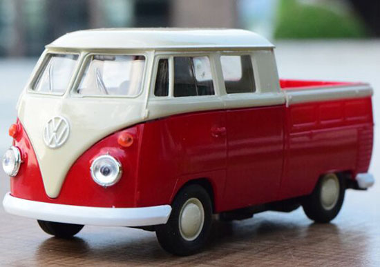 1:36 Scale Kids Red-White Diecast VW T1 Pickup Truck Toy