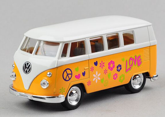 Welly 1:36 Scale Kids Love Words Diecast VW Classical Bus Toy