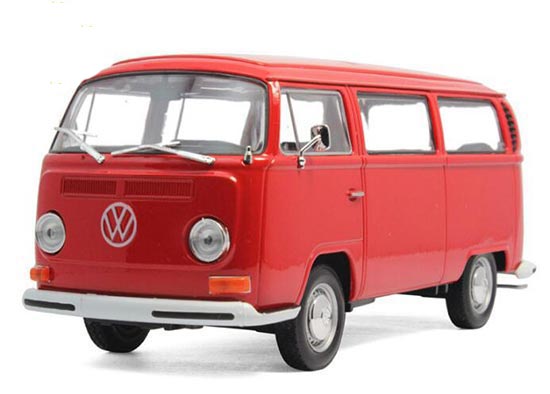 1:24 Scale Welly Red / White Diecast 1972 VW T2 Bus Model