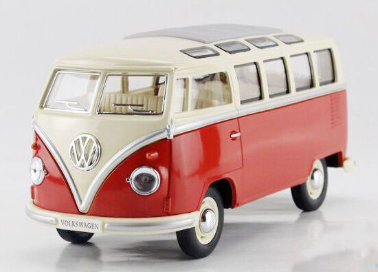 1:24 Scale Red / Blue / Green Diecast VW T1 Bus Model