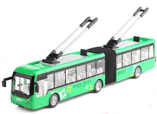 Red /White /Green 1:48 Kids Diecast Articulated Trolley Bus Toy