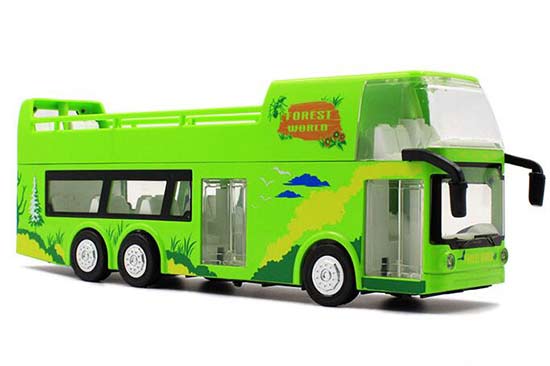1:32 Scale Green Kids Diecast Double Decker Sightseeing Bus Toy