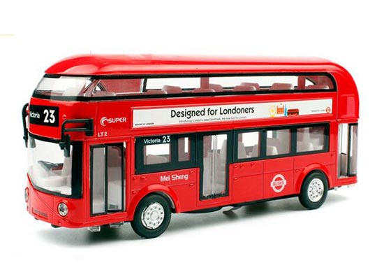 Kids White / Blue / Red Diecast London Double Decker Bus Toy