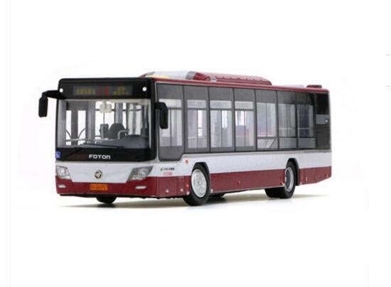 Red 1:64 Scale NO.18 Diecast Foton BJ6123C7BCD-2 Bus Model