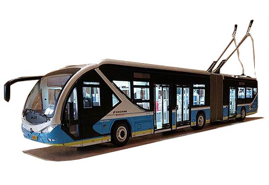 1:43 Scale Blue Diecast Foton BJDWG180F Trolley Bus Model