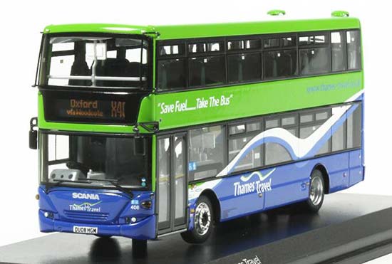 Green 1:76 UKBUS9004 Diecast Scania Double Decker Bus Model