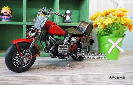Vintage Style Tinplate Made Red Motorcycle Model