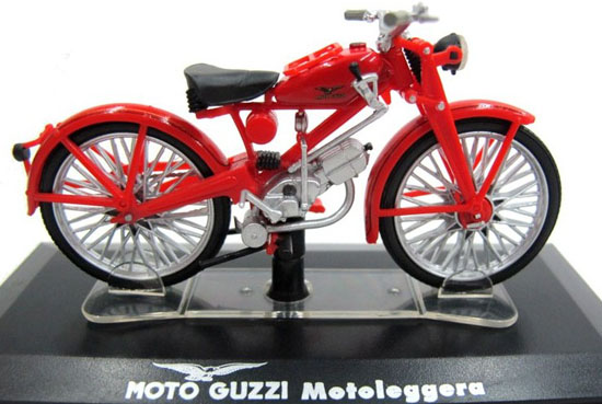 Red 1:22 Scale Diecast MOTO GUZZI Motoleggera Model