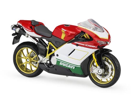 Red-White 1:18 Scale MaiSto Diecast DUCATI 1098S Motorcycle