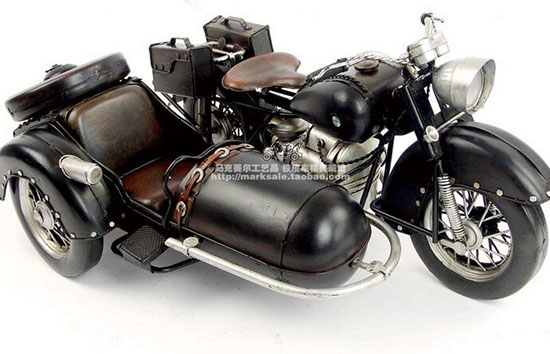 Black Large Scale Tinplate Vintage BMW R71 Motorcycle Model