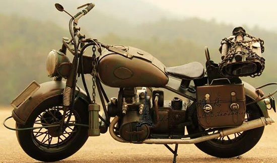 Medium Scale Army Green Handmade 1943 Harley Davidson Model