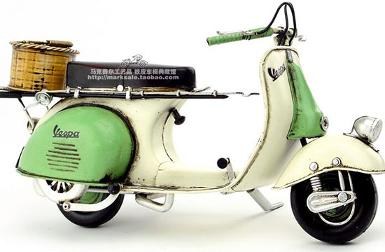 Medium Scale White-Green Vintage Handmade 1959 Vespa Scooter