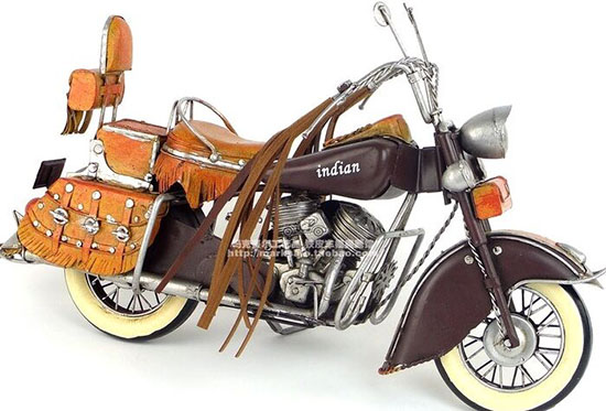 Handmade Brown Medium Scale Tinplate 1943 Indian Motorcycle