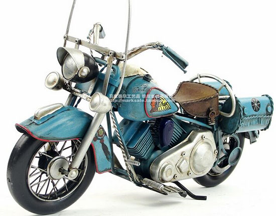 Blue Medium Scale Handmade Tinplate 1969 Indian Motorcycle