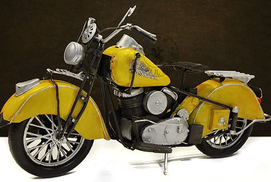 Yellow Handmade Large Tinplate 1950 Indian CHIEF Motorcycle