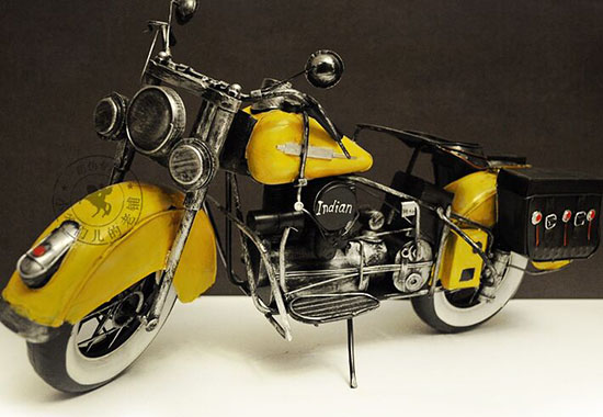 Yellow Large Scale Handmade Tinplate 1929 Indian Four Motorcycle