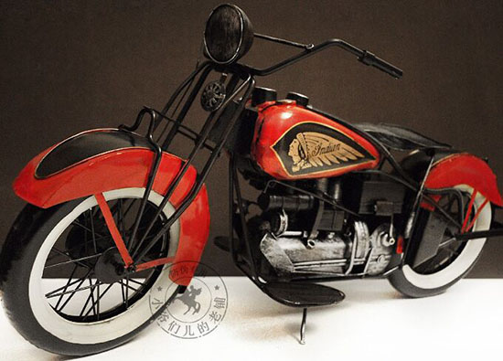 Large Scale Red Handmade Tinplate 1936 Indian Four Motorcycle