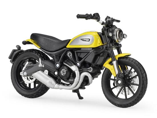 Yellow 1:18 Scale MaiSto Diecast Ducati Scrambler Model