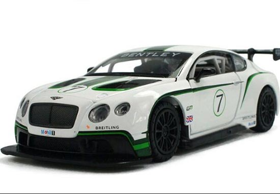 Kids White 1:32 Scale Diecast Bentley Continental GT3 Toy