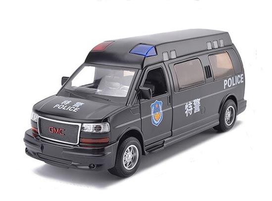 Black 1:32 Scale Kids Police Diecast GMC Savana Toy